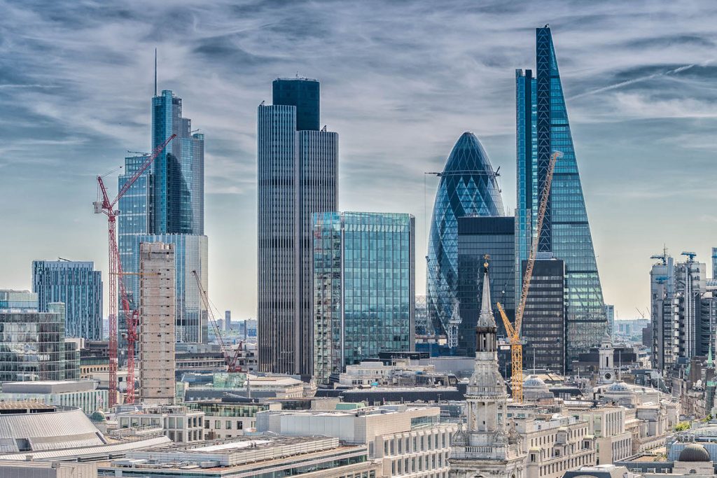 London City. Modern skyline of business district